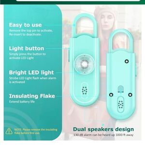 Portable Alarm with LED Light - Mint Green